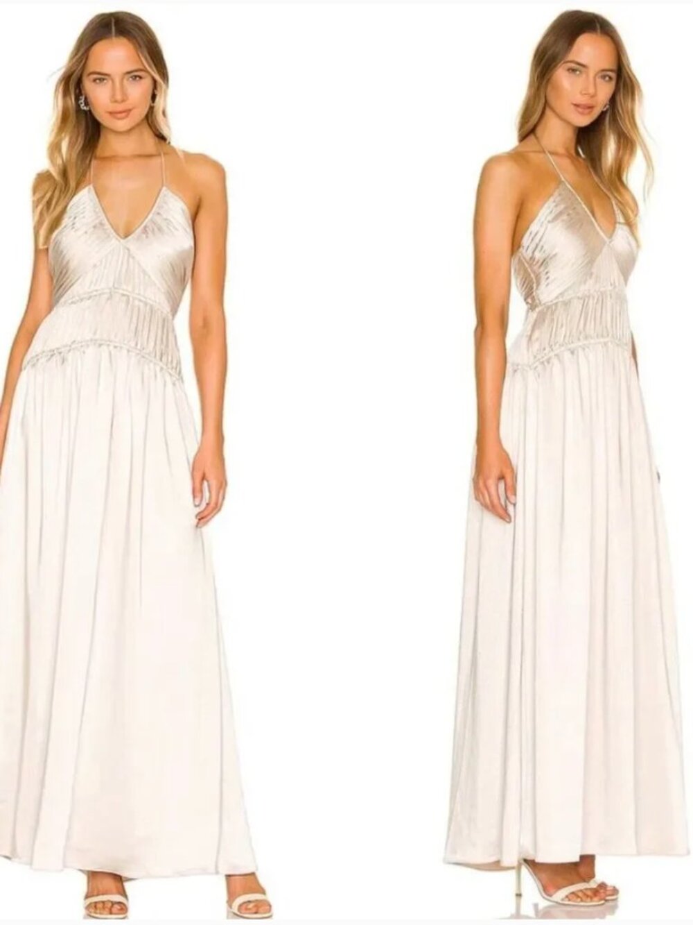 JONATHAN SIMKHAI Clementine Open Back Halter Gown Size 8